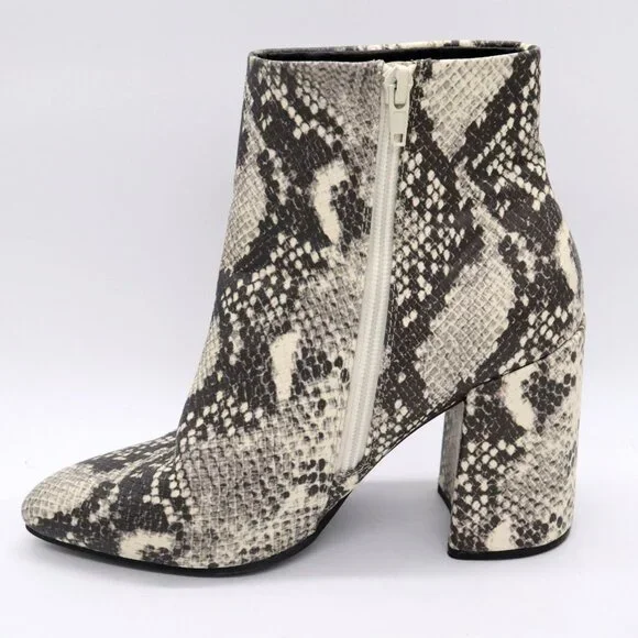 Steve Madden Snakeskin Print Ankle Booties Block Heel Side Zip Womens Sz 7.5 - Picture 5 of 10